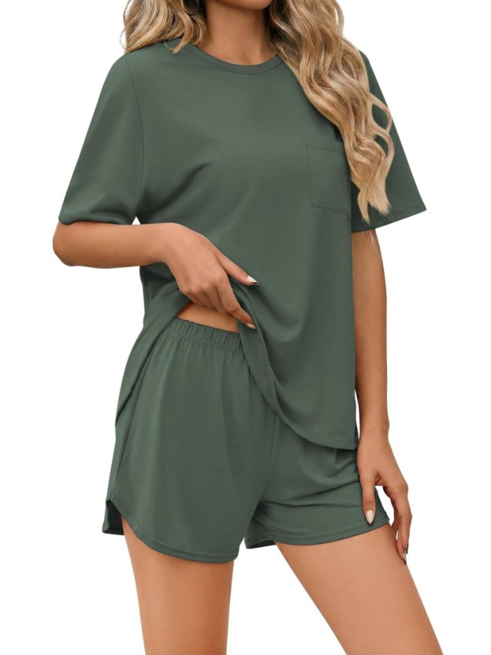 Pajama Set for Women Bamboo Viscose Pjs Set Ultra Soft Short Sleeve Sleepwear 2